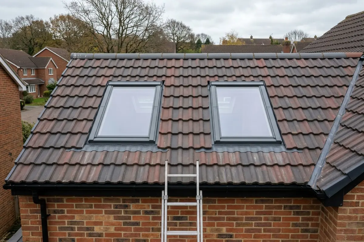 Illustration of roof windows fitted in a roof