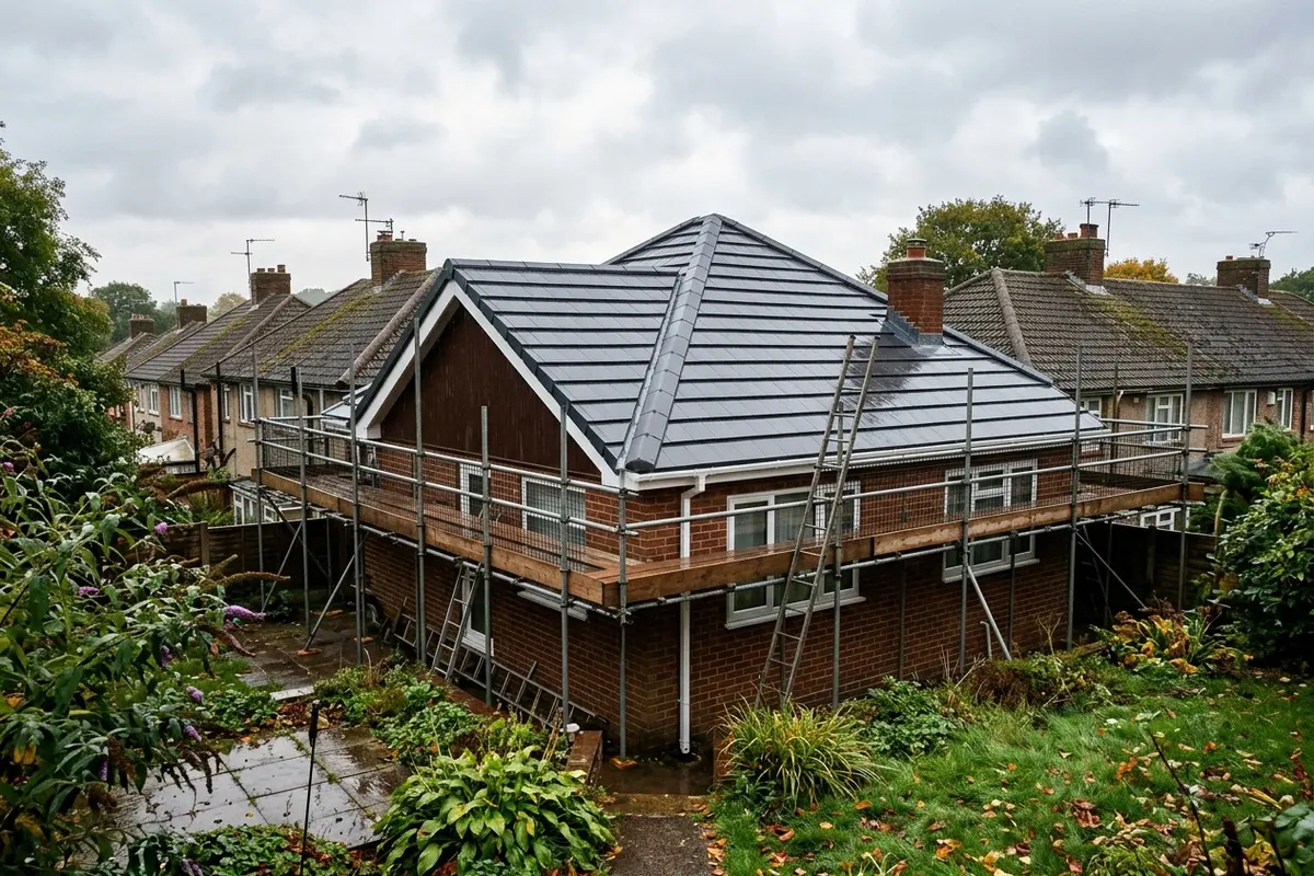 Illustration of roofing work