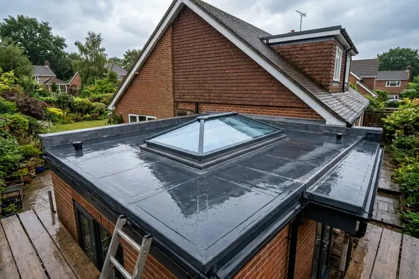 Illustration of flat roofing work