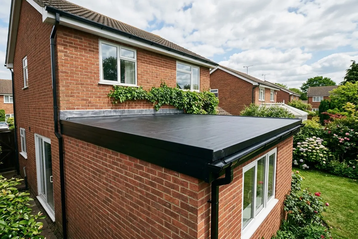 Illustration of flat roofing work