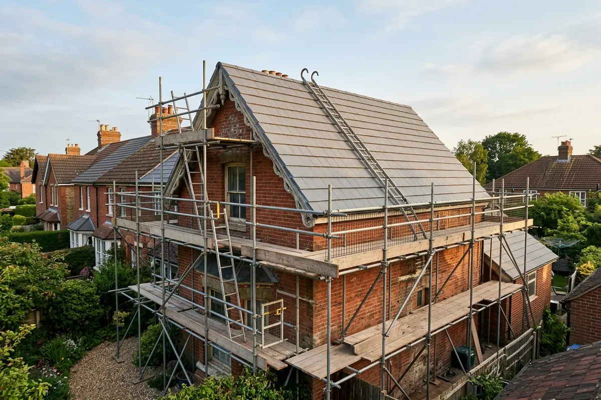 Illustration of roofing work