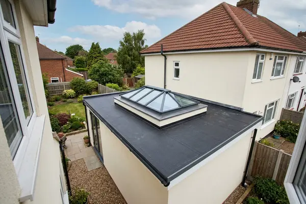 Illustration of flat roofing work