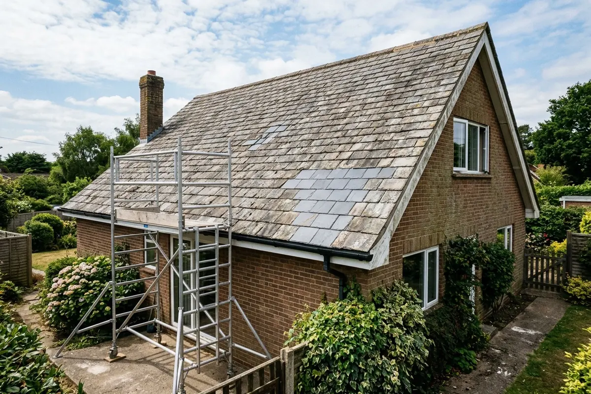 Illustration of a roof repair