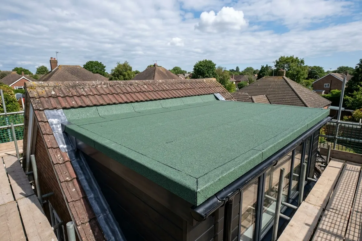 Illustration of flat roofing work
