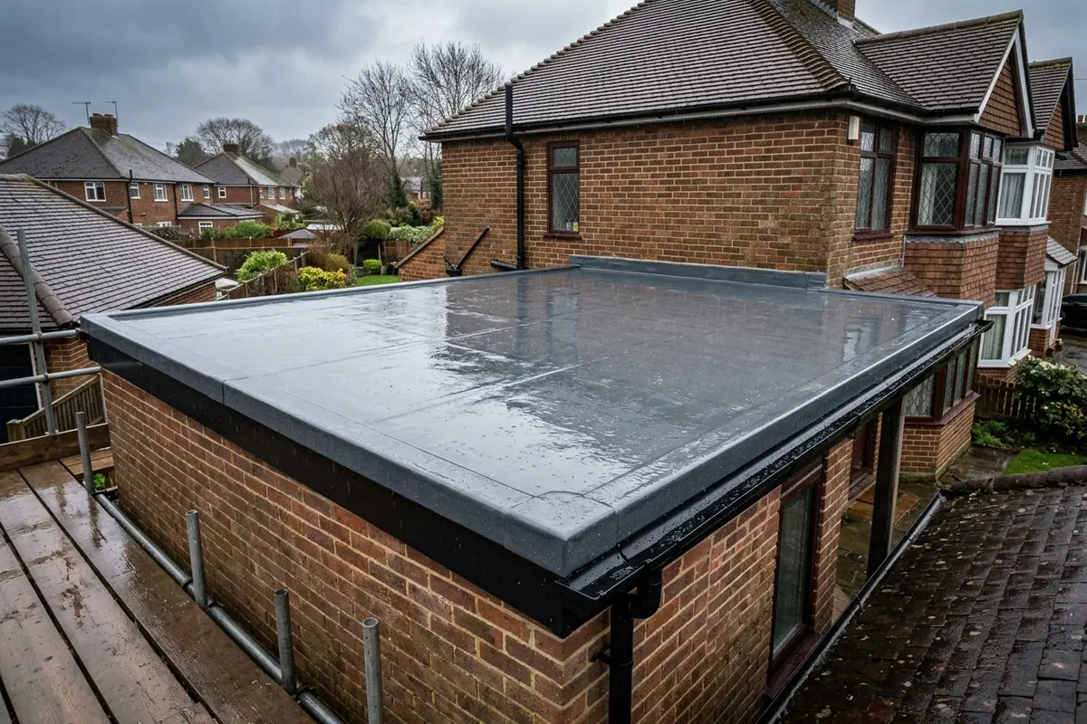 Illustration of flat roofing work