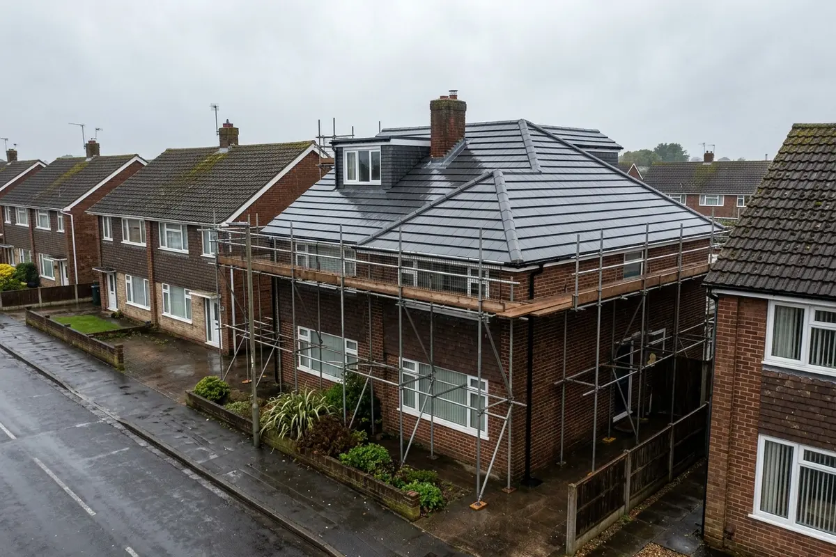Illustration of roofing work
