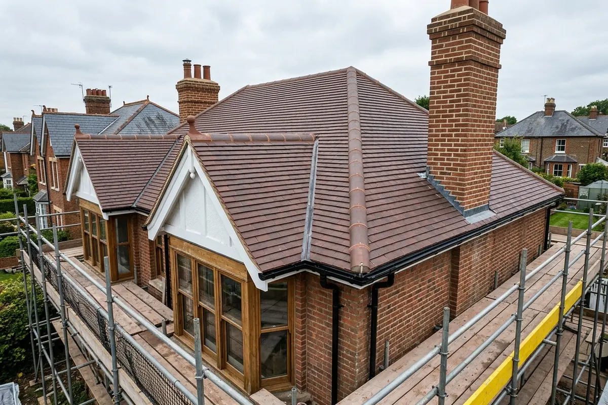 Illustration of roofing work