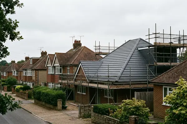 Illustration of roofing work