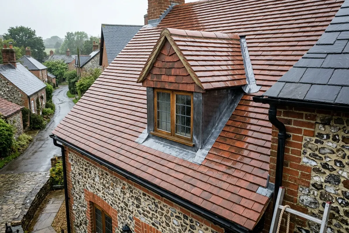 Illustration of roofing work