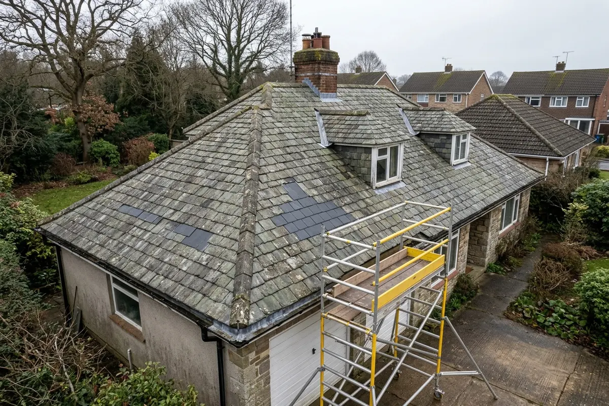 Illustration of a roof repair