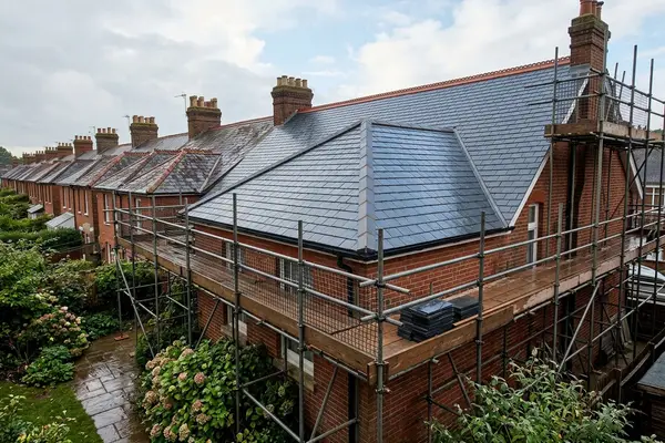 Illustration of roofing work