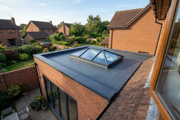 Illustration of flat roofing work