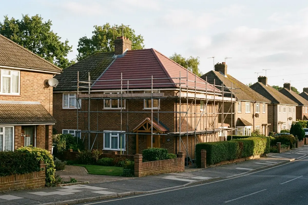 Illustration of roofing work