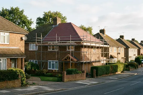 Illustration of roofing work