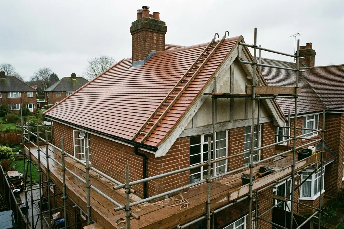 Illustration of roofing work