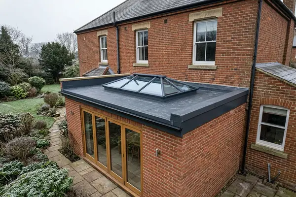 Illustration of flat roofing work