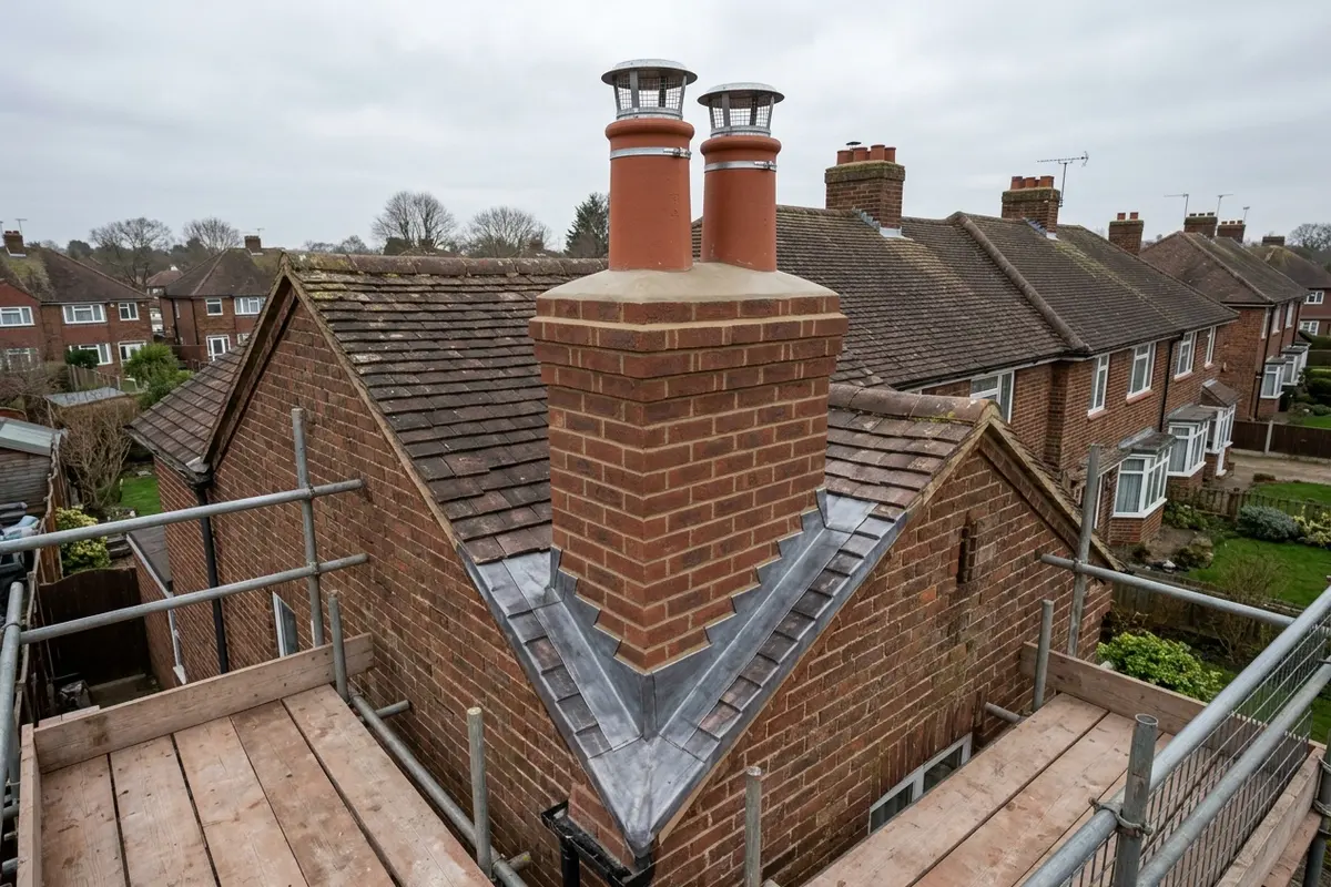 Illustration of chimney repair work